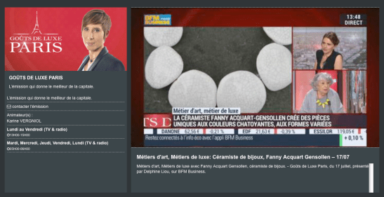 Fanny Acquart Gensollen sur BFM TV Luxe